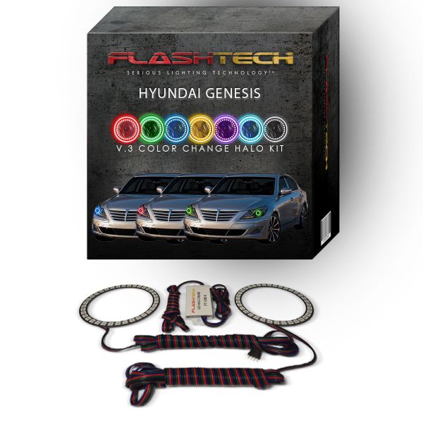 Hyundai Genesis Sedan V.3 Fusion Color Change LED Halo Headlight Kit 2012-2014