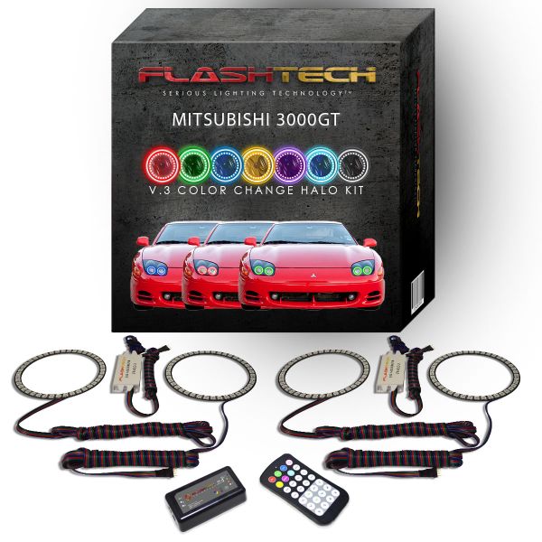 Mitsubishi 3000GT 1994-1998 V.3 Fusion Color Change LED Halo Headlight Kit with Colorfuse RF Remote