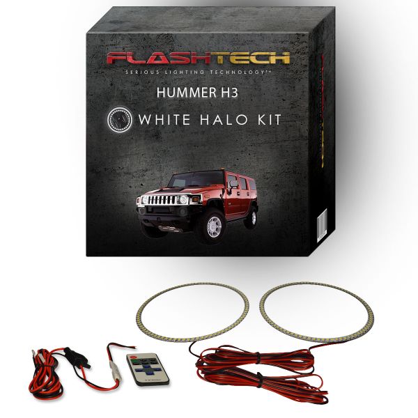 Hummer H3 2006-2010 White LED Halo Headlight Kit with RF Remote