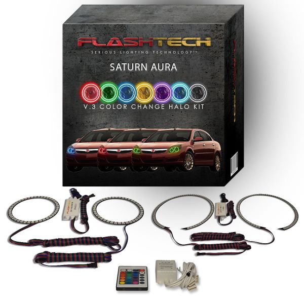 Saturn Aura 2007-2009 V.3 Fusion Color Change LED Halo Headlight Kit with IR Remote
