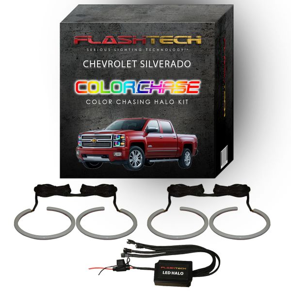 Chevrolet Silverado Projector ColorChase LED Halo Headlight Kit 2014-2016
