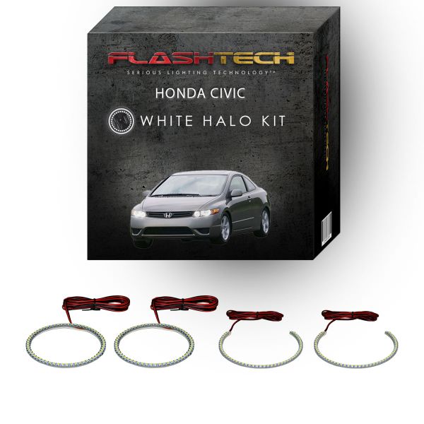 Honda Civic Coupe White LED Halo Headlight Kit 2006-2008
