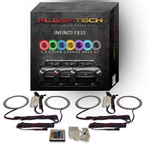 Infiniti FX35 2009-2012 V.3 Fusion Color Change LED Halo Headlight Kit with IR Remote