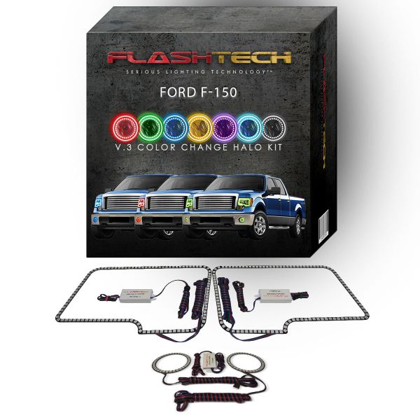 Ford F150 V.3 Fusion Color Change Headlight & LED Halo Fog Light Kit 2009-2015