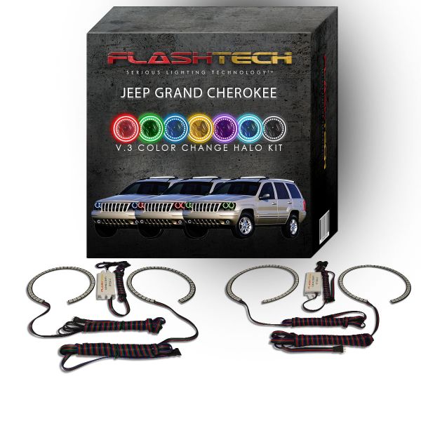 Jeep Grand Cherokee Round V.3 Fusion Color Change LED Halo Headlight Kit 1999-2004