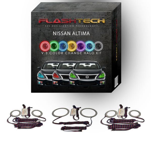 Nissan Altima Sedan V.3 Fusion Color Change Headlight & LED Halo Fog Light Kit 2013-2015