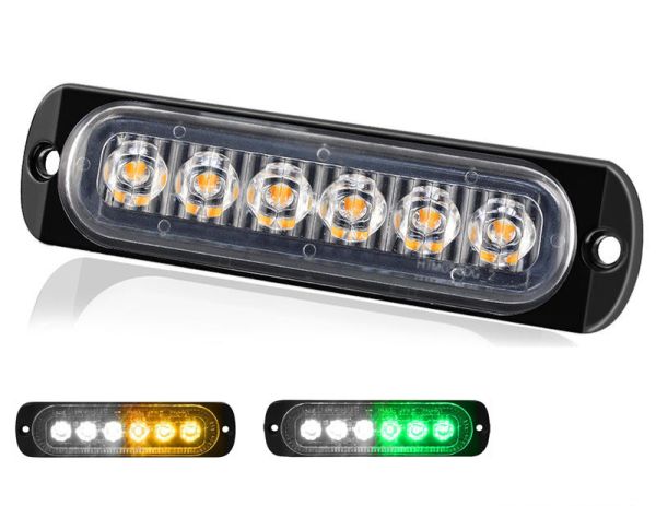 6 LED Dual Color Slim Strobe Light