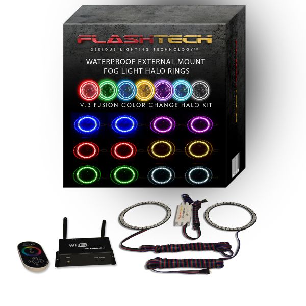 Dodge Avenger V.3 Fusion Color Change External Waterproof LED Halo Fog Light Kit 2008-2015 V.3 Fusion Color Change External Mount Waterproof LED Halo Fog Light Kit with Wifi Remote