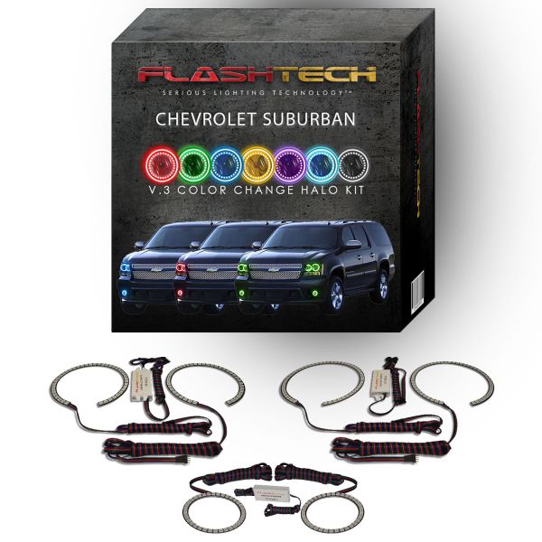 Chevrolet Suburban V.3 Fusion Color Change Headlight & LED Halo Fog Light Kit 2007-2013