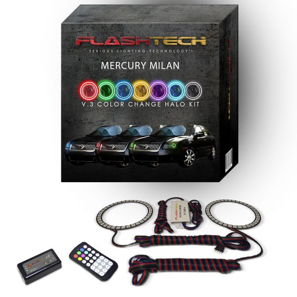 Mercury Milan 2006-2009 V.3 Fusion Color Change LED Halo Headlight Kit with Colorfuse RF Remote