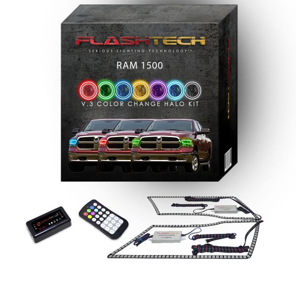 Dodge Ram Sport 2009-2016 V.3 Fusion Color Change LED Halo Headlight Kit with Bluetooth RF Remote