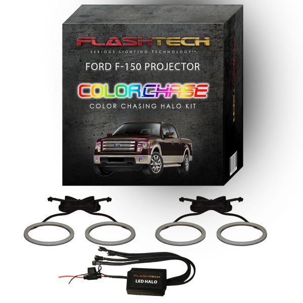 Ford F150 Projector ColorChase Headlight & LED Halo Fog Light Kit 2013-2014