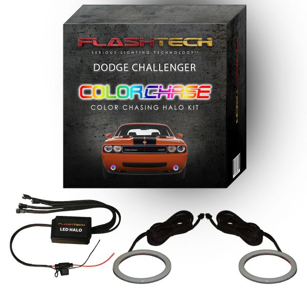 Dodge Challenger 2008-2014 Color Chase External Mount Waterproof LED Halo Fog Light Kit