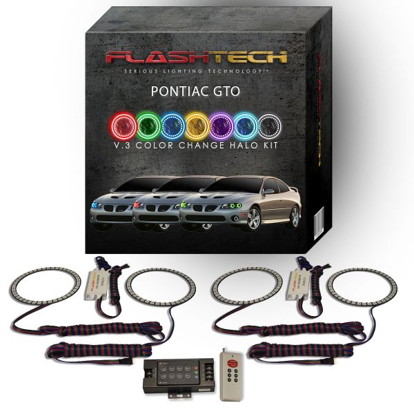 Pontiac GTO 2004-2006 V.3 Fusion Color Change LED Halo Headlight Kit with RF Remote