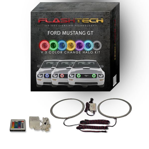 Ford Mustang 2005-2009 V.3 Fusion Color Change LED Halo Fog Light Kit with IR Remote