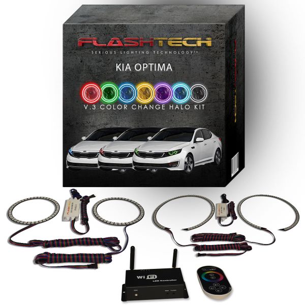 Kia Optima 2011-2013 V.3 Fusion Color Change LED Halo Headlight Kit with Wifi Remote