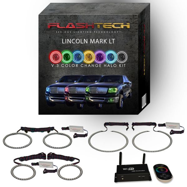 Lincoln Mark LT V.3 Fusion Color Change Headlight & LED Halo Fog Light Kit 2006-2008 V.3 Fusion Color Change LED Halo Headlight and Fog light Kit with Wifi Remote