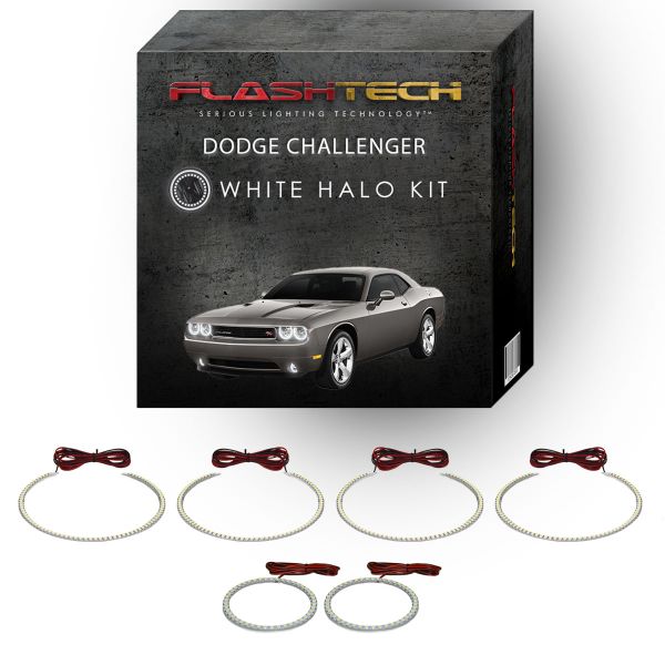 Dodge Challenger Non Projector White Headlight & LED Halo Fog Light Kit 2008-2014