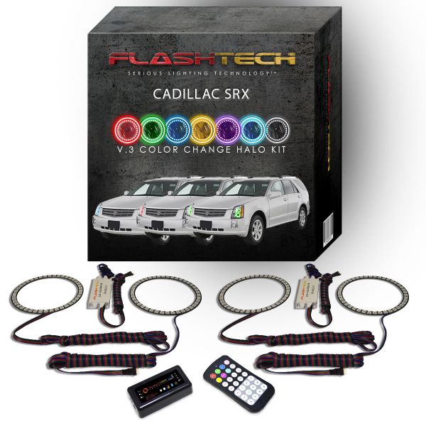 Cadillac SRX 2004-2009 V.3 Fusion Color Change LED Halo Headlight Kit with Bluetooth RF Remote