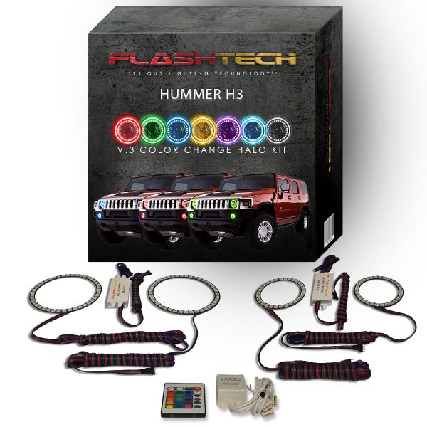 Hummer H3 V.3 Fusion Color Change Headlight & LED Halo Fog Light Kit 2006-2010 V.3 Fusion Color Change LED Halo Headlight and Fog light Kit with IR Remote