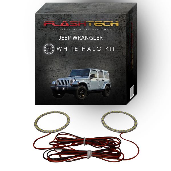 Jeep Wrangler White LED Halo Fog Light Kit 1997-2015