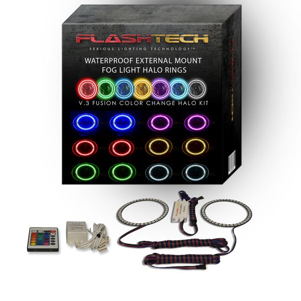 Dodge Durango V.3 Fusion Color Change External Waterproof LED Halo Fog Light Kit 2011-2013 V.3 Fusion Color Change External Mount Waterproof LED Halo Fog Light Kit with IR Remote