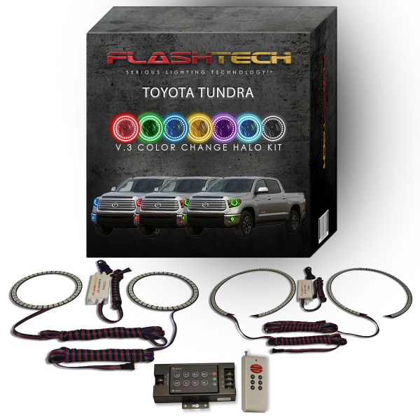 Toyota Tundra V.3 Fusion Color Change Headlight & LED Halo Fog Light Kit 2014-2015 V.3 Fusion Color Change LED Halo Headlight and Fog light Kit with RF Remote
