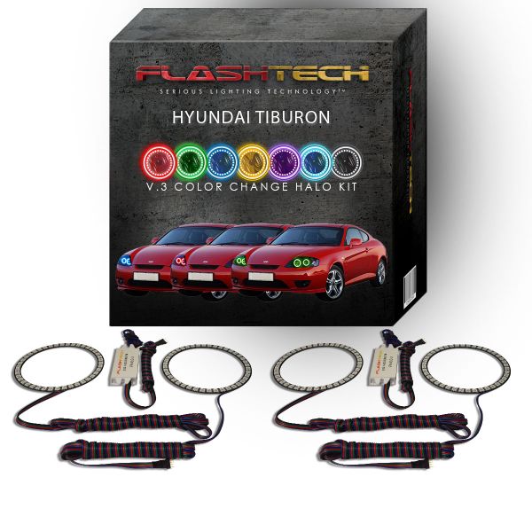 Hyundai Tiburon V.3 Fusion Color Change LED Halo Headlight Kit 2005-2006