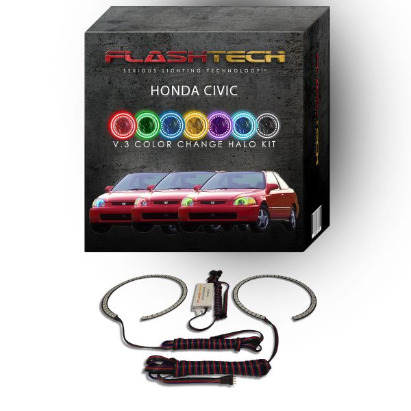 Honda Civic V.3 Fusion Color Change LED Halo Headlight Kit 1992-1995
