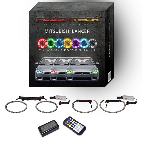 Mitsubishi Lancer 2008-2016 V.3 Fusion Color Change LED Halo Headlight Kit with Colorfuse RF Remote