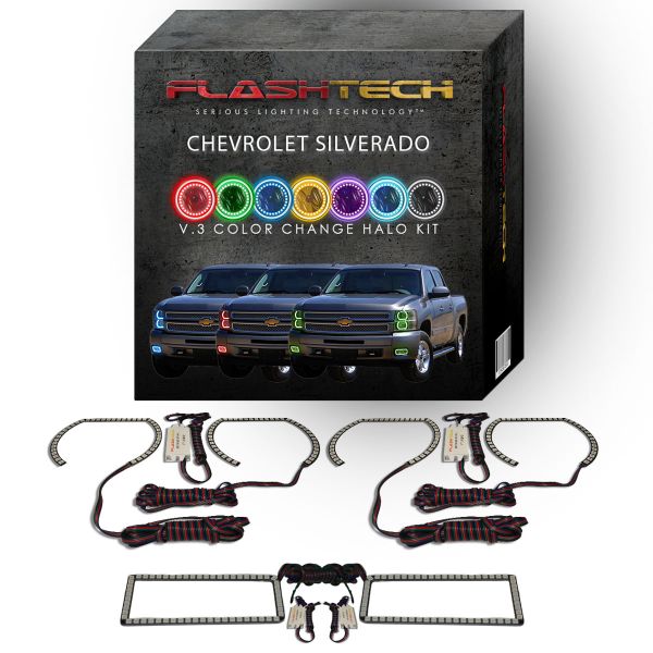 Chevrolet Silverado V.3 Fusion Color Change LED Halo Headlight Fog Light Kit 2007-2013