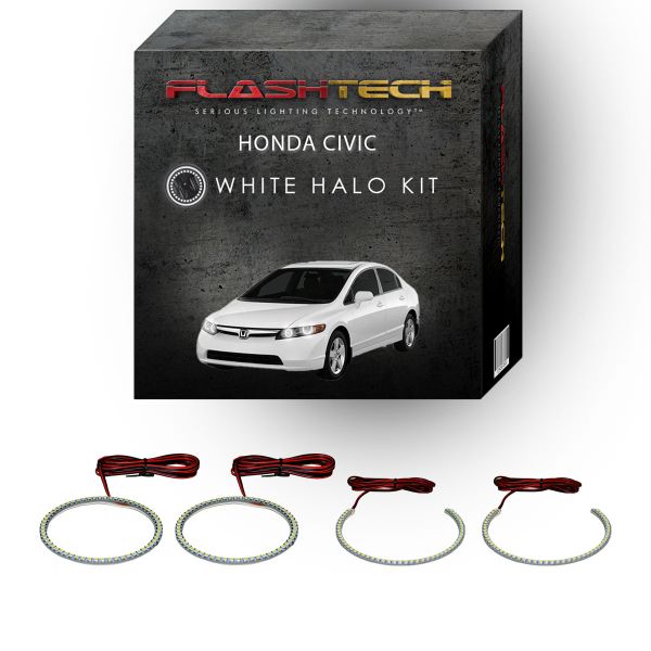 Honda Civic Sedan White LED Halo Headlight Kit 2006-2008