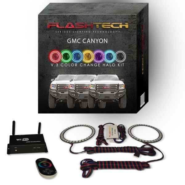 GMC Canyon 2015-2018 V.3 Fusion Color Change LED Halo Headlight Kit with Wifi Remote