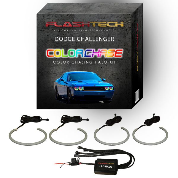Dodge Challenger 2008-2014 Color Chase External Mount Waterproof LED Halo Headlight Kit