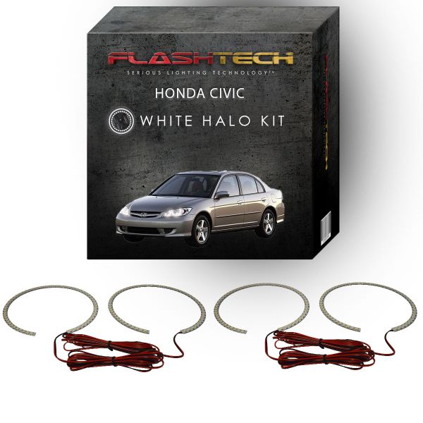 Honda Civic White LED Halo Headlight Kit 2004-2005