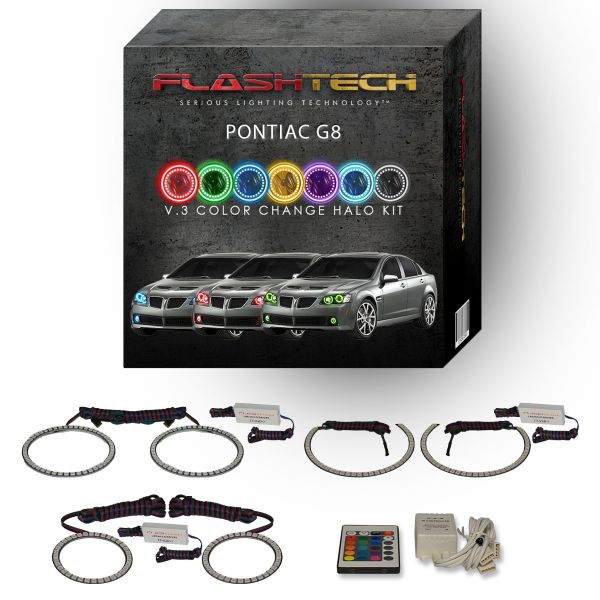 Pontiac G8 V.3 Fusion Color Change Headlight & LED Halo Fog Light Kit 2008-2009 V.3 Fusion Color Change LED Halo Headlight and Fog light Kit with IR Remote