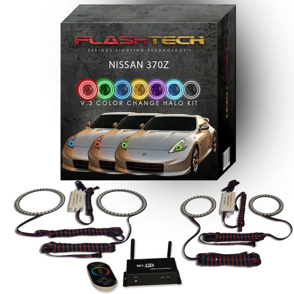 Nissan 370z 4 rings 2009-2016 V.3 Fusion Color Change LED Halo Headlight Kit with Wifi Remote