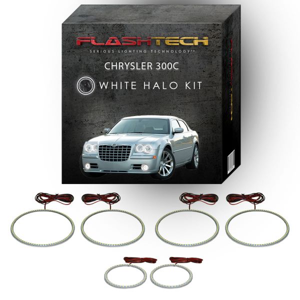 Chrysler 300c White Headlight & LED Halo Fog Light Kit 2005-2010