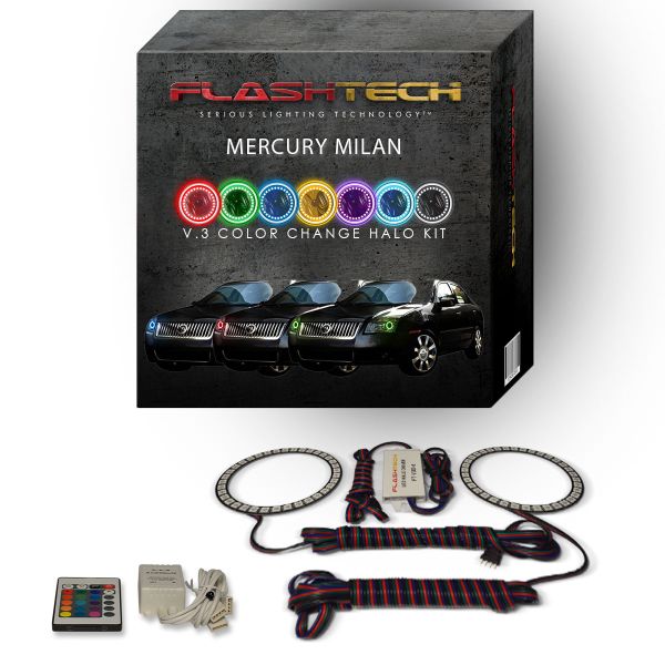 Mercury Milan 2006-2009 V.3 Fusion Color Change LED Halo Headlight Kit with IR Remote