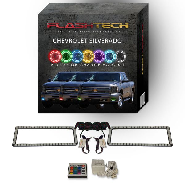 Chevrolet Silverado 2007-2013 V.3 Fusion Color Change LED Halo Fog light Kit with IR Remote