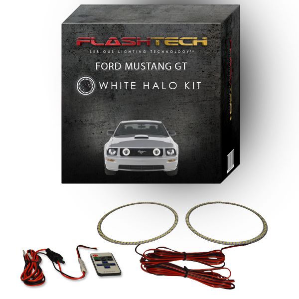 Ford Mustang 2005-2009 White LED Halo Fog Light Kit with RF Remote