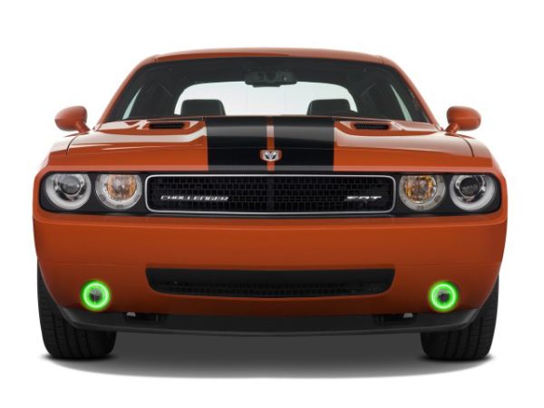 Dodge Challenger V.3 Fusion Color Change External Waterproof LED Halo Fog Light Kit 2008-2014 Green External Mount Waterproof LED Halo Fog light Kit