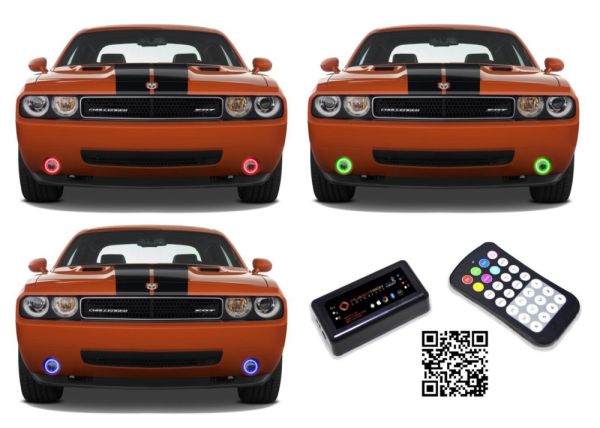 Dodge Challenger V.3 Fusion Color Change External Waterproof LED Halo Fog Light Kit 2008-2014 V.3 Fusion Color Change External Mount Waterproof LED Halo Fog Light Kit with App Control RF Remote