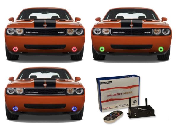 Dodge Challenger V.3 Fusion Color Change External Waterproof LED Halo Fog Light Kit 2008-2014 V.3 Fusion Color Change External Mount Waterproof LED Halo Fog Light Kit with Wifi Remote