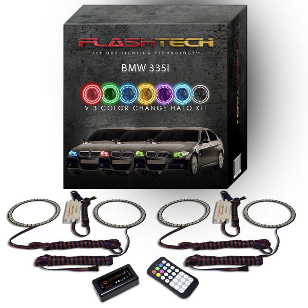 BMW 335i 2006-2008 V.3 Fusion Color Change LED Halo Headlight Kit with Bluetooth RF Remote