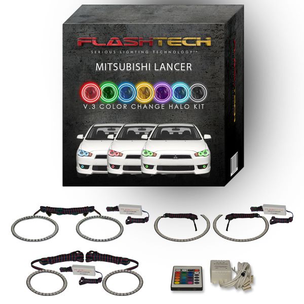 Mitsubishi Lancer V.3 Fusion Color Change Headlight & LED Halo Fog Light Kit 2008-2016 V.3 Fusion Color Change LED Halo Headlight and Fog light Kit with IR Remote