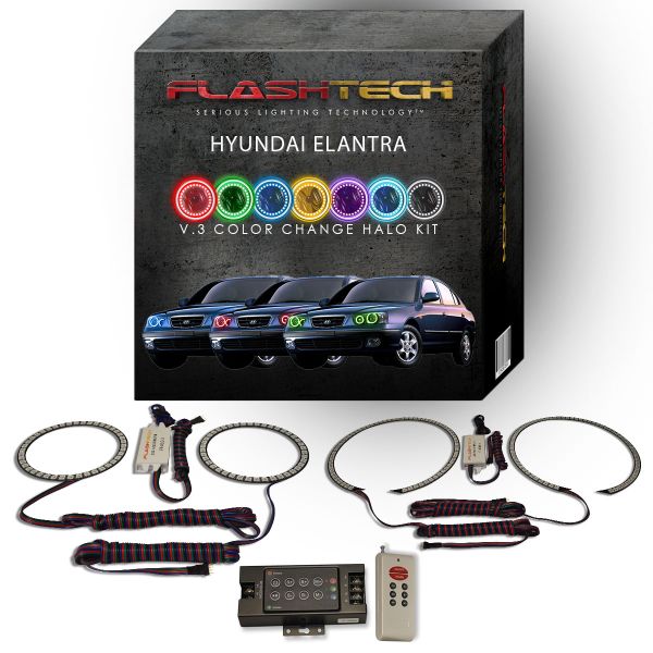 Hyundai Elantra 2001-2003 V.3 Fusion Color Change LED Halo Headlight Kit with RF Remote