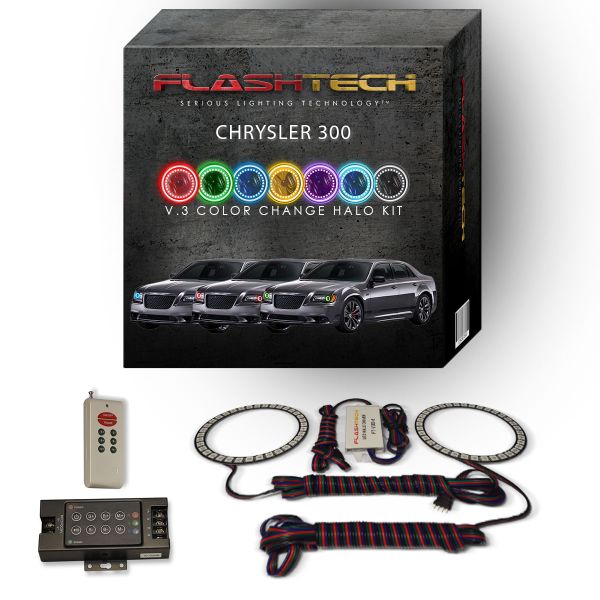Chrysler 300 2011-2016 V.3 Fusion Color Change LED Halo Headlight Kit with RF Remote