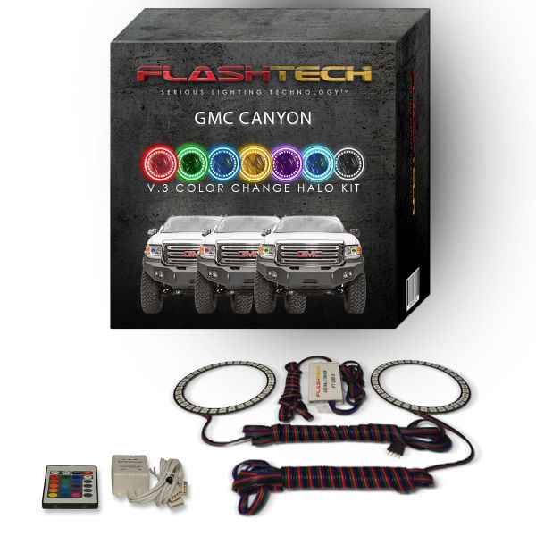 GMC Canyon 2015-2018 V.3 Fusion Color Change LED Halo Headlight Kit with IR Remote