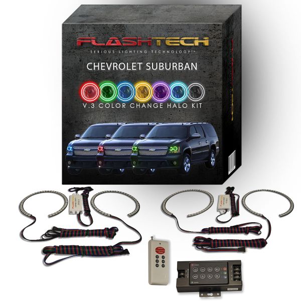 Chevrolet Suburban 2007-2013 V.3 Fusion Color Change LED Halo Headlight Kit with RF Remote
